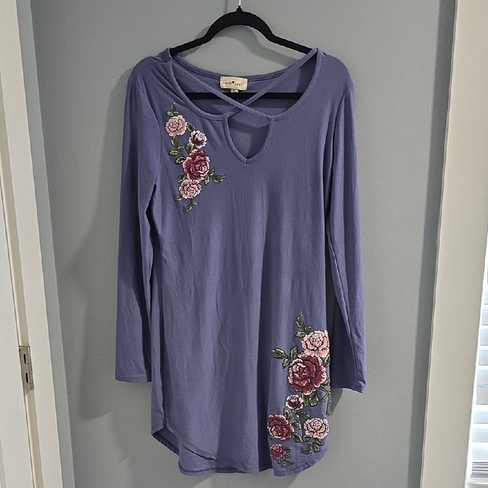 Derek Heart Floral Purple Dress. Size L